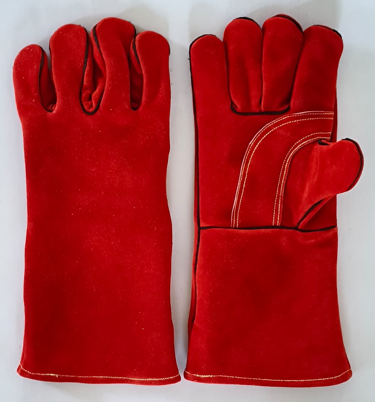 Red Split Leather Foundry Gloves – Heavy-Duty Heat & Flame Resistant