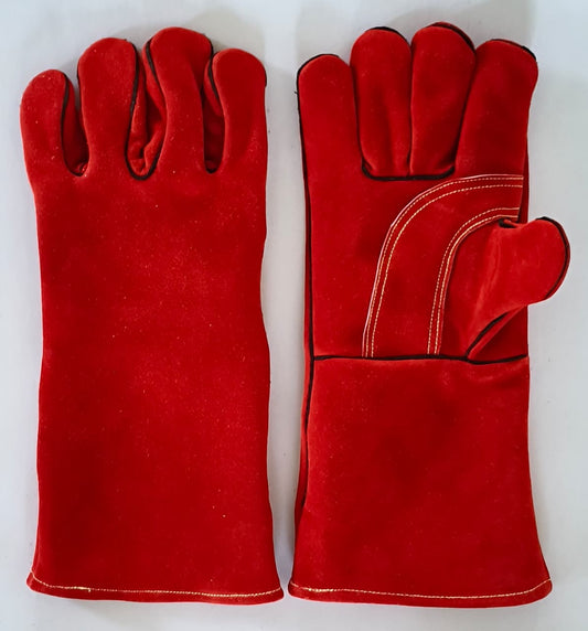 Red Split Leather Foundry Gloves – Heavy-Duty Heat & Flame Resistant